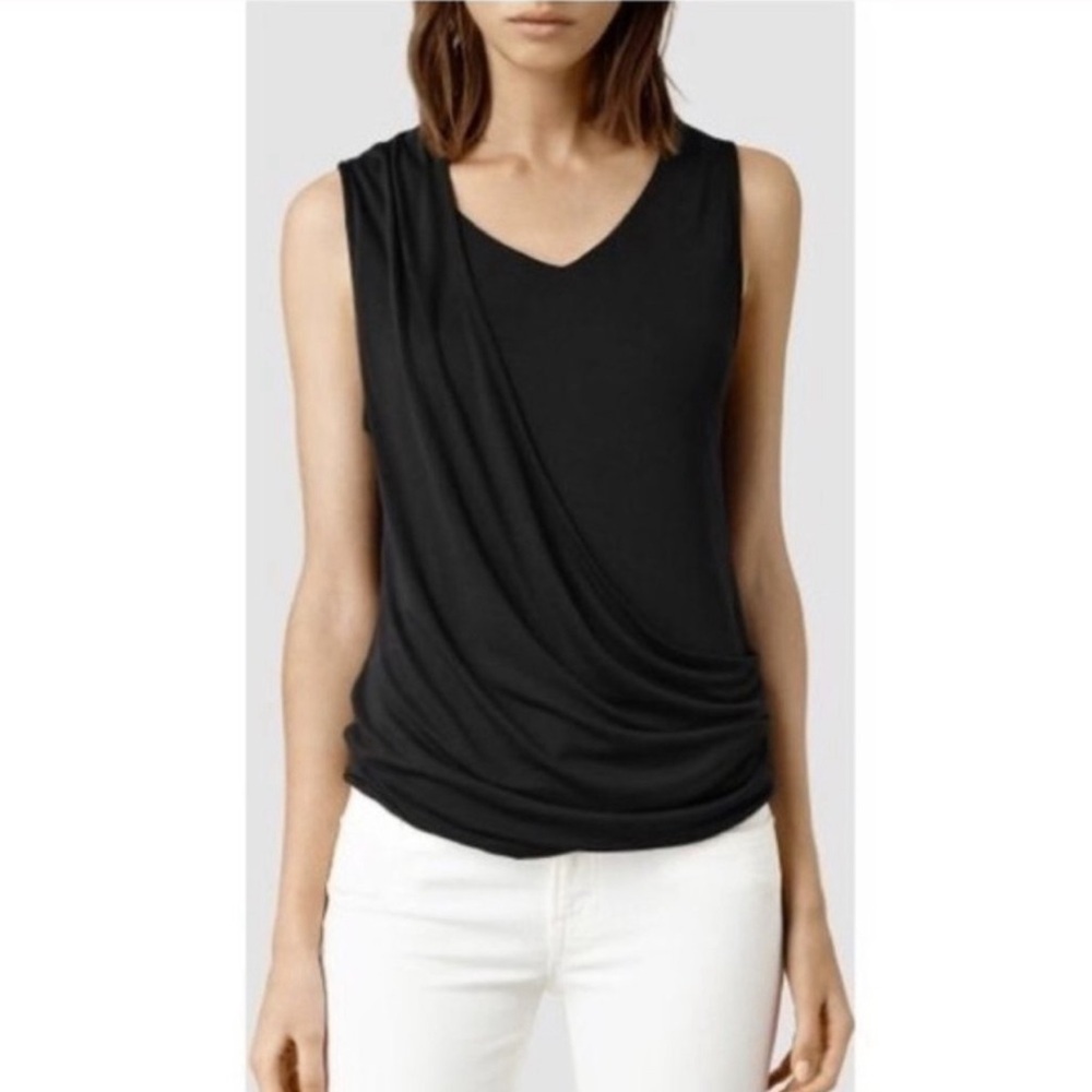 NWT All Saints Dayne V Neck Draped Sleevless Top